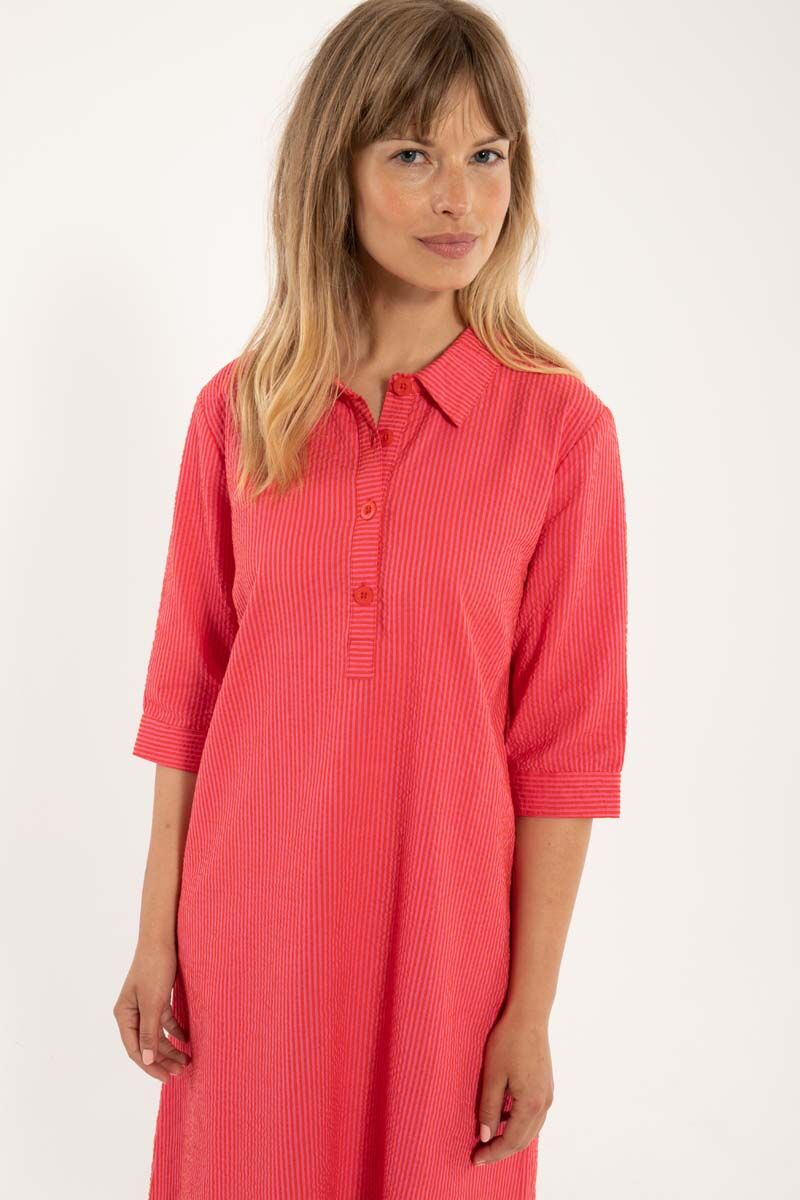 Danecarnation Seersucker Dress Super Pink/Bright Red