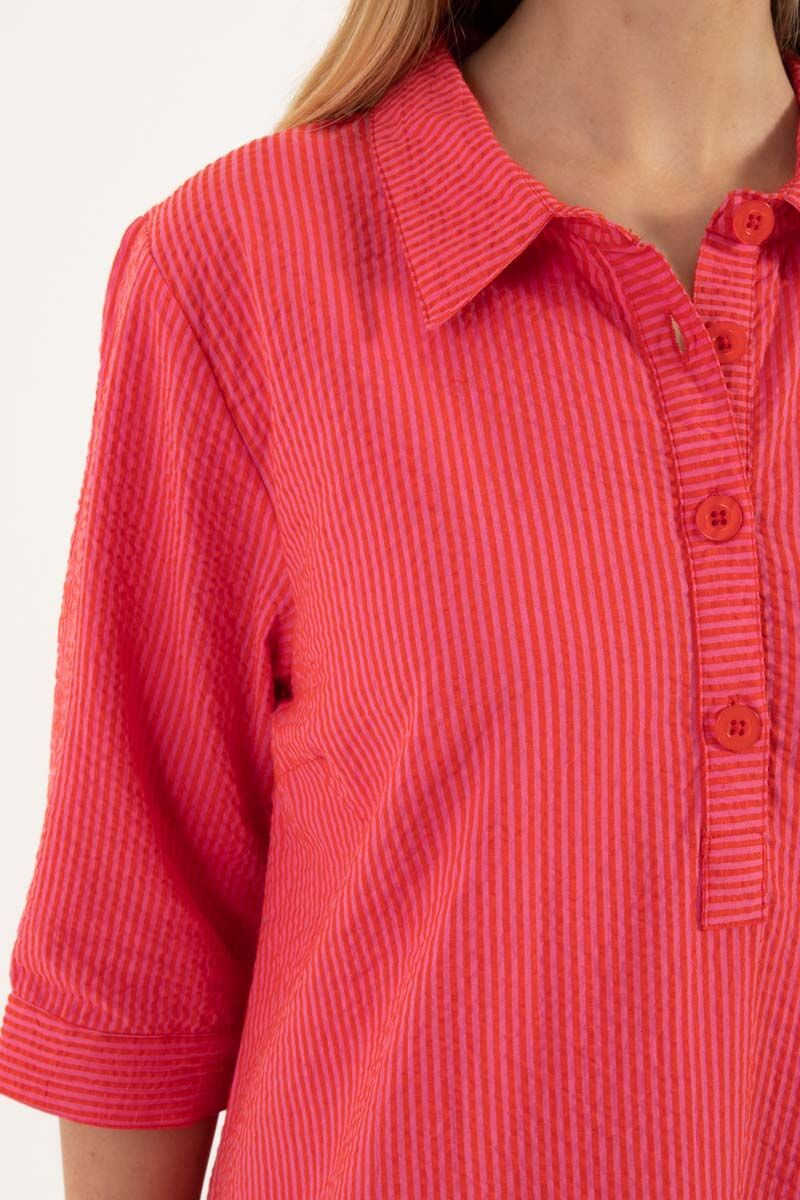 Danecarnation Seersucker Dress Super Pink/Bright Red