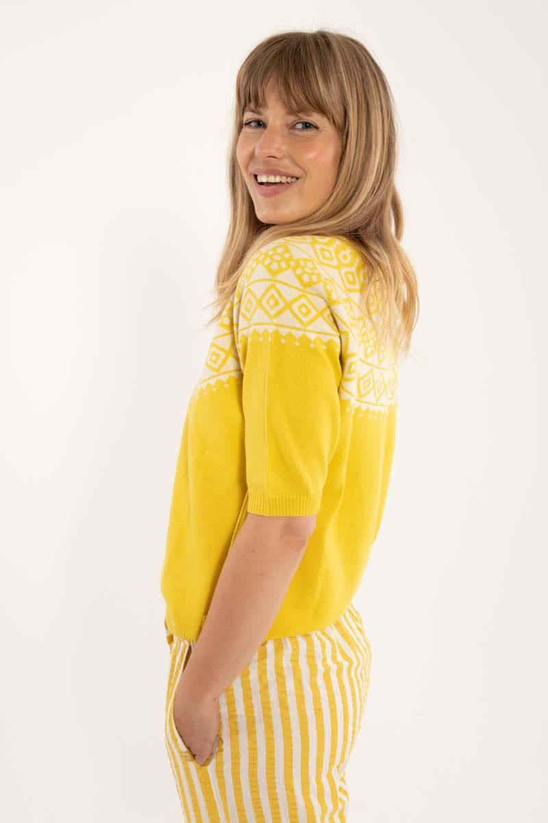 Danehope Cotton Knit Sweater Tee Faded yellow