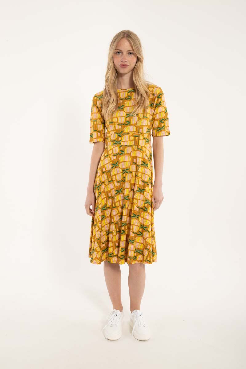 Danecharlotte Slub Dress Yellow Mix GERMANITE