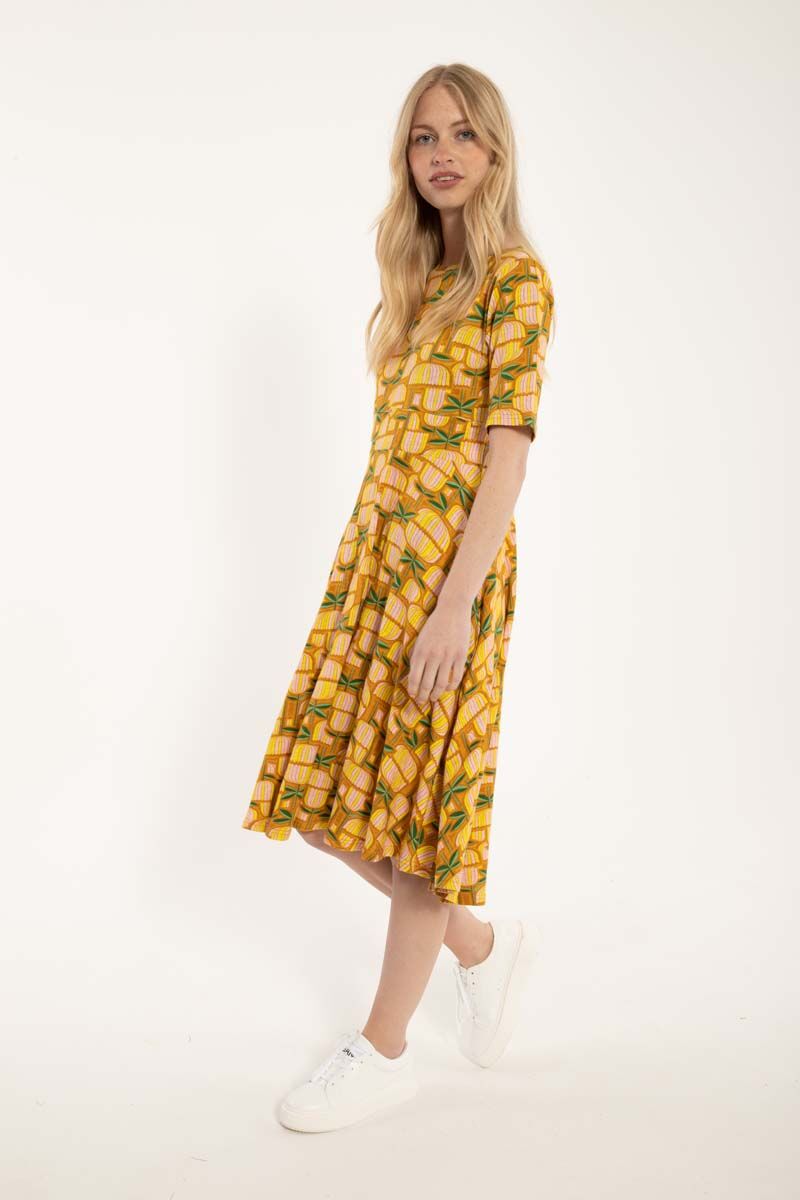 Danecharlotte Slub Dress Yellow Mix GERMANITE
