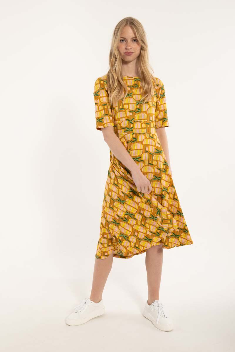 Danecharlotte Slub Dress Yellow Mix GERMANITE