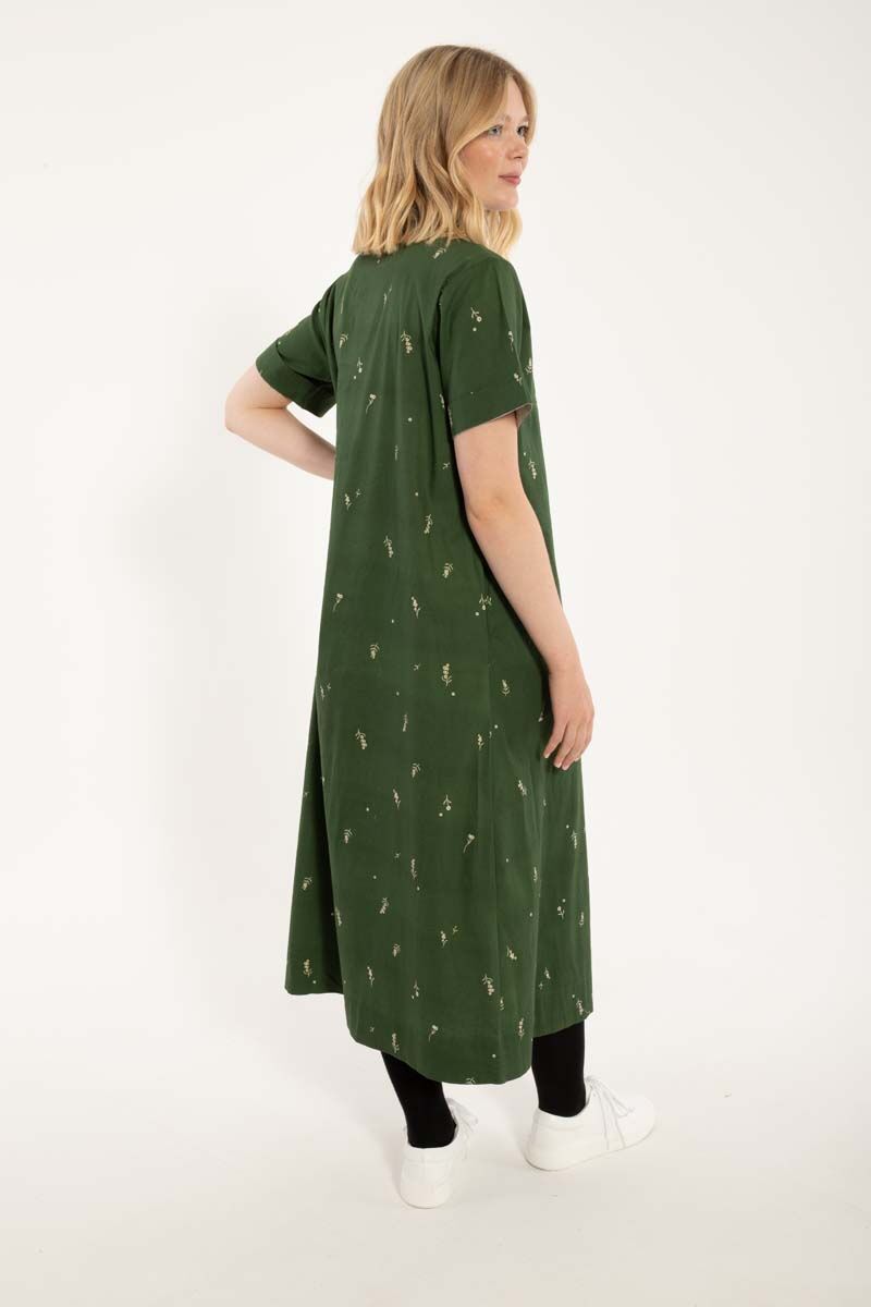 Danapril SS Poplin Dress Army/Chalk MARKBLOMST