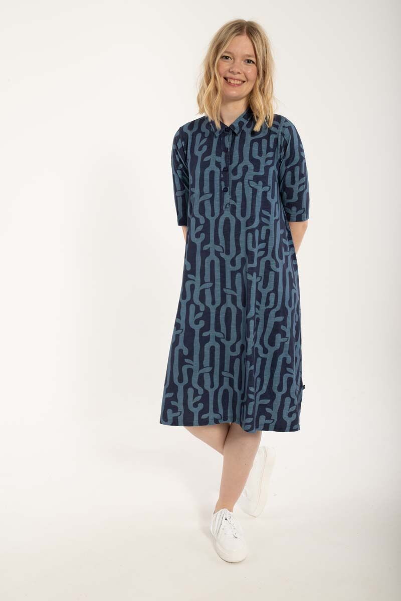 Dananemone Slub Dress Grey Marine/Porcelaine BRANCHER