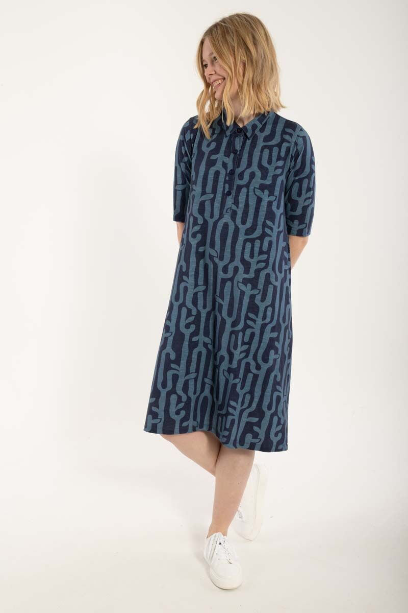 Dananemone Slub Dress Grey Marine/Porcelaine BRANCHER