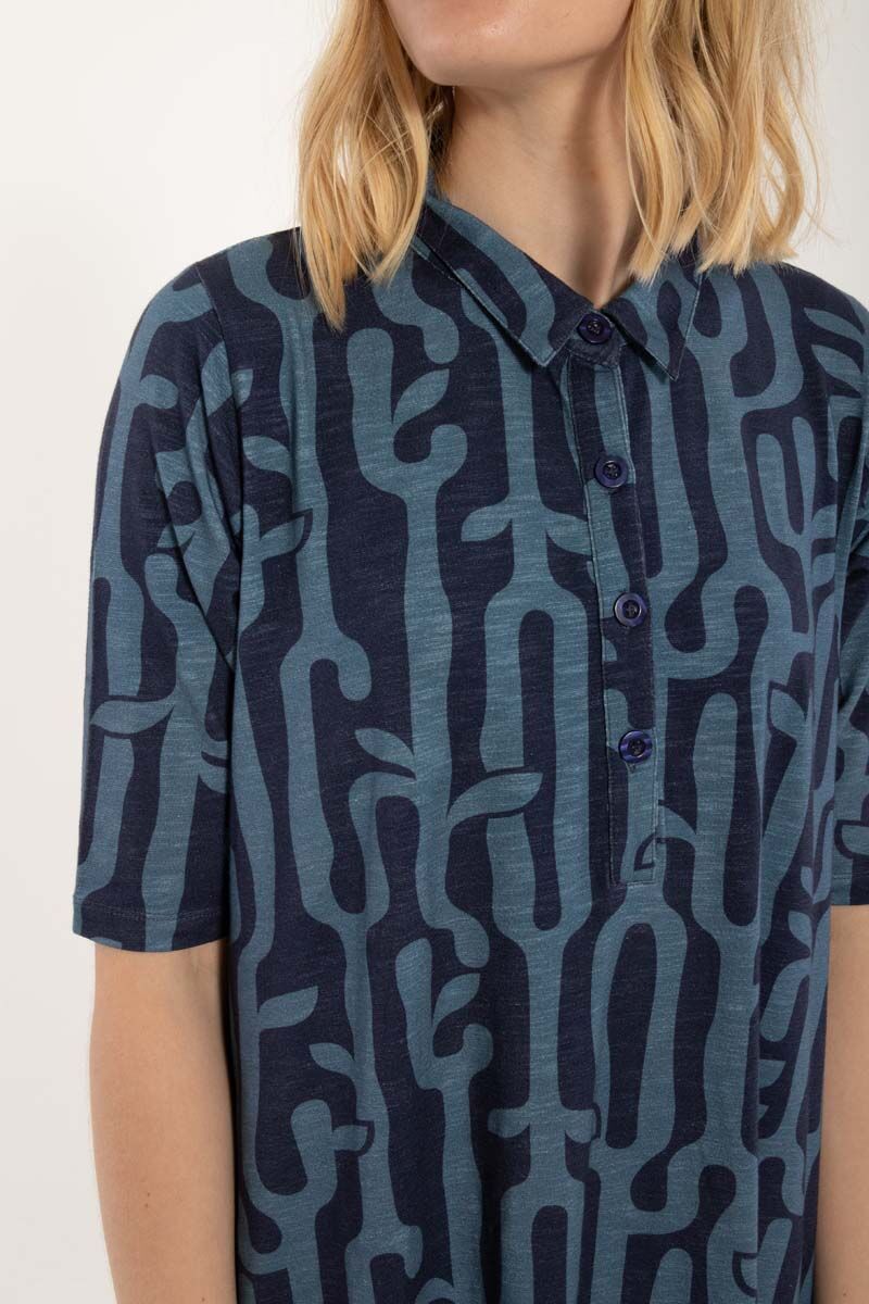 Dananemone Slub Dress Grey Marine/Porcelaine BRANCHER