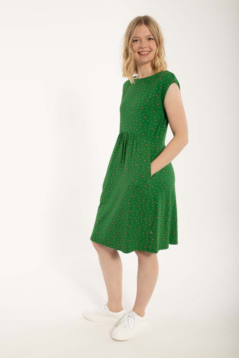 Danedomenica Slub Dress Grass Green SPRINKLE