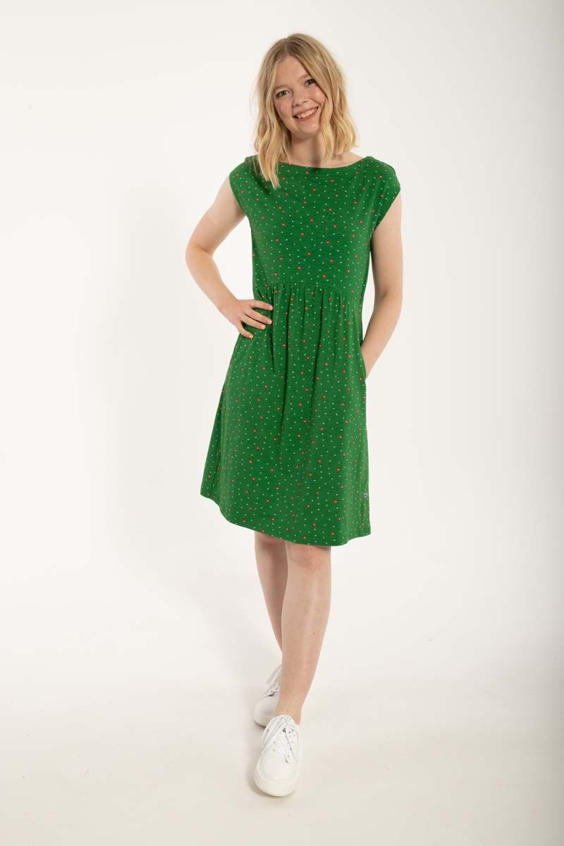 Danedomenica Slub Dress Grass Green SPRINKLE