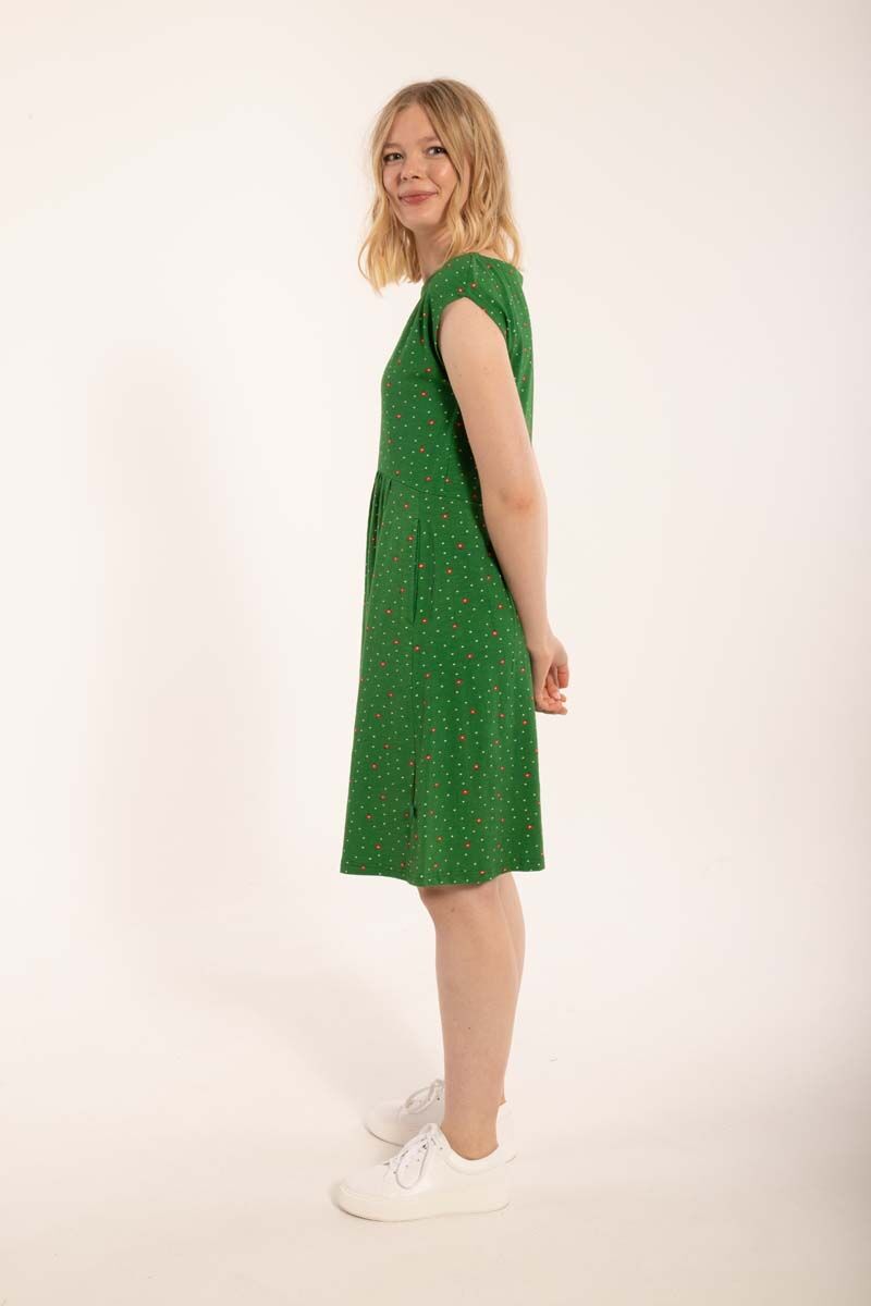 Danedomenica Slub Dress Grass Green SPRINKLE