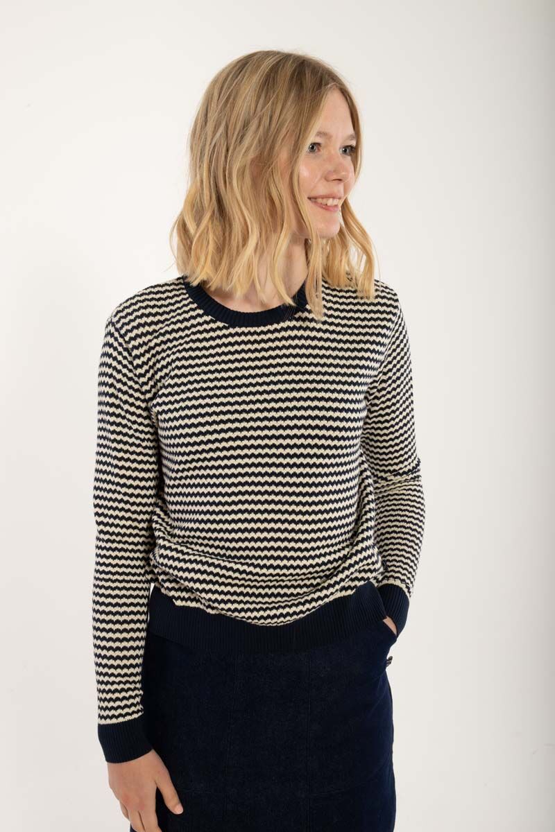 Danepearly Pearl Knit Sweater Dark Navy/Chalk