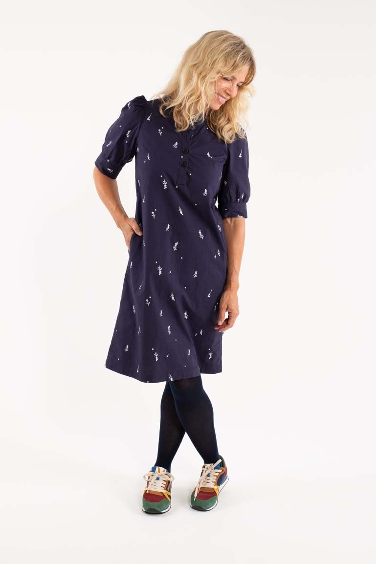 Danamaia Poplin Dress Navy/Offwhite MARKBLOMST