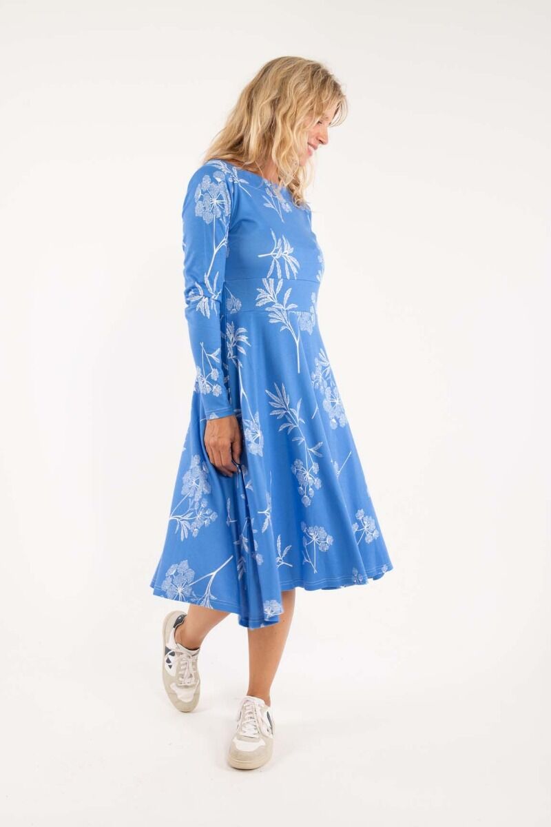 ORGANIC - Danesigrid Viscose Dress Blue/Offwhite HEMLOCK