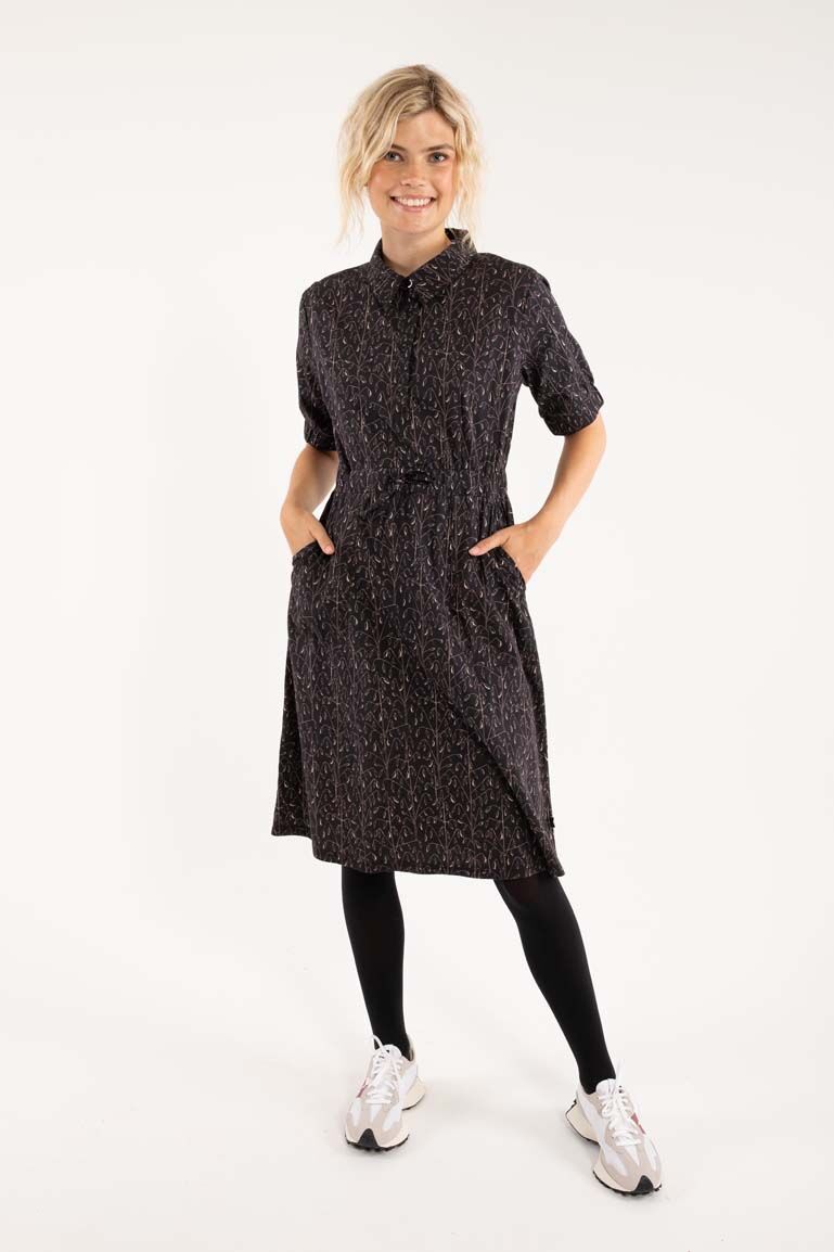 Danesusanne Poplin Dress Black/Offwhite OATS