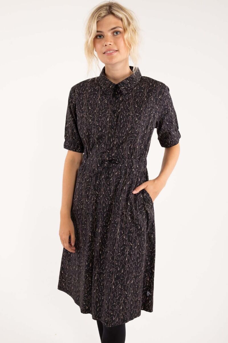 Danesusanne Poplin Dress Black/Offwhite OATS