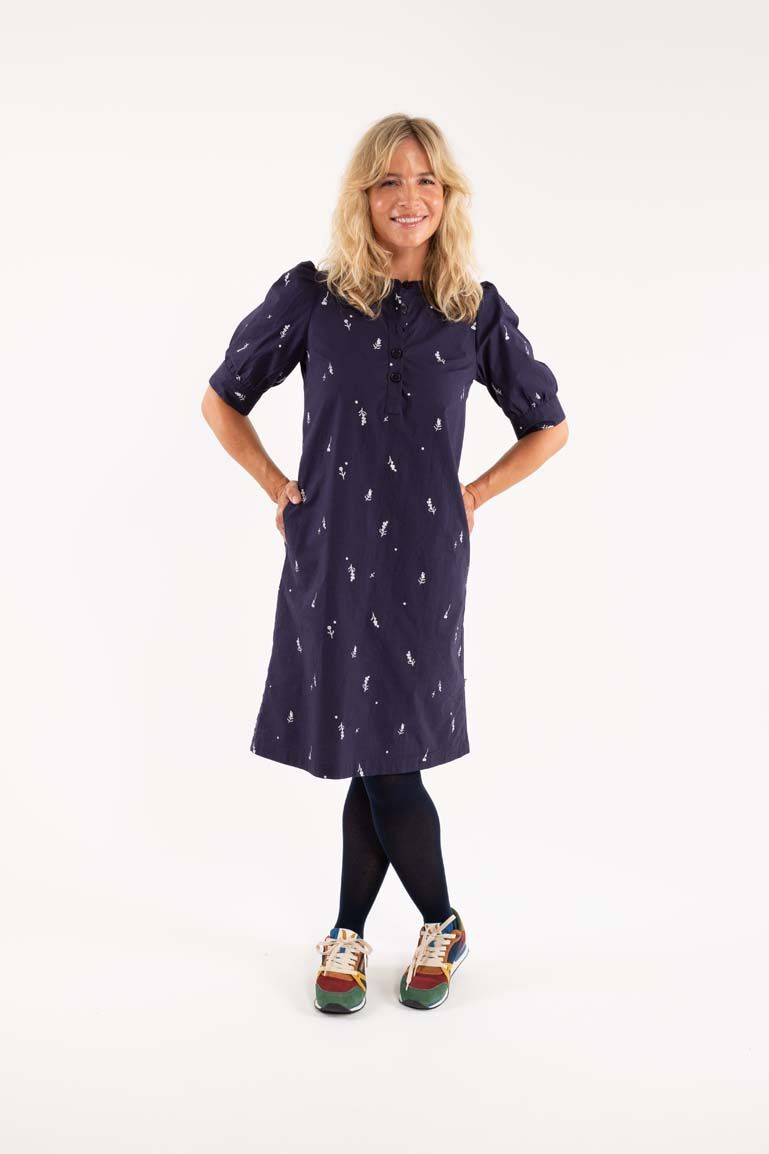 Danamaia Poplin Dress Navy/Offwhite MARKBLOMST