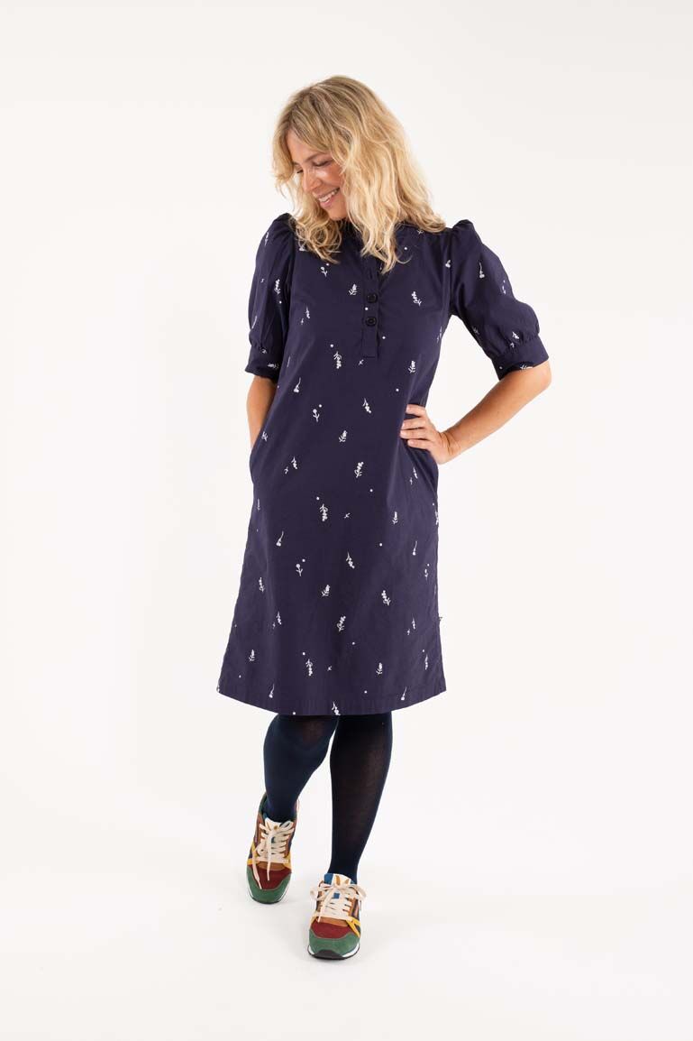Danamaia Poplin Dress Navy/Offwhite MARKBLOMST