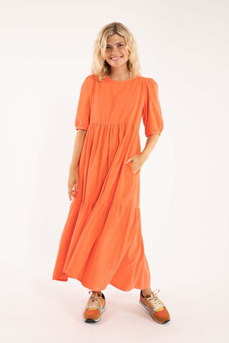 Danejuli Cord Dress Bright Coral