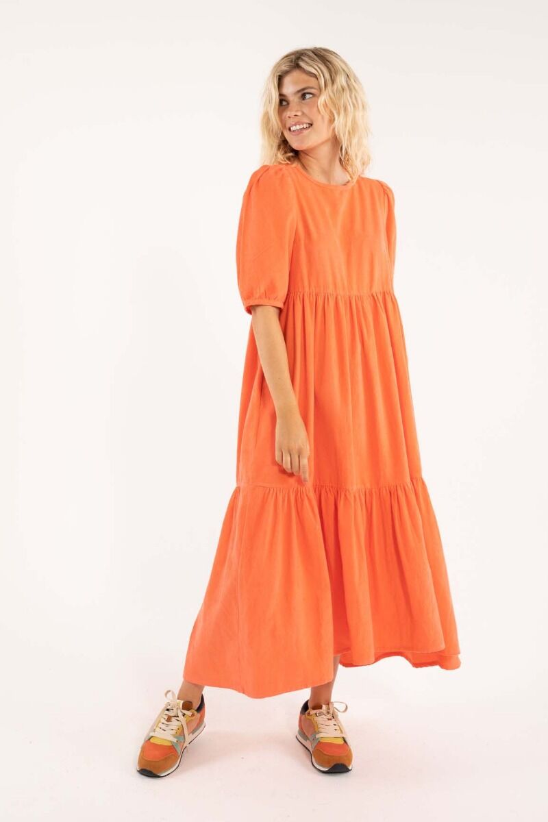 Danejuli Cord Dress Bright Coral