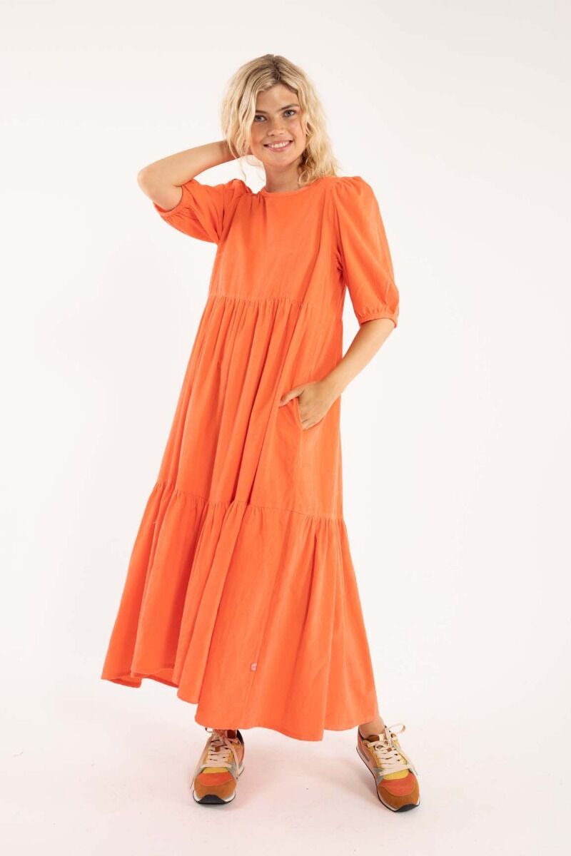 Danejuli Cord Dress Bright Coral