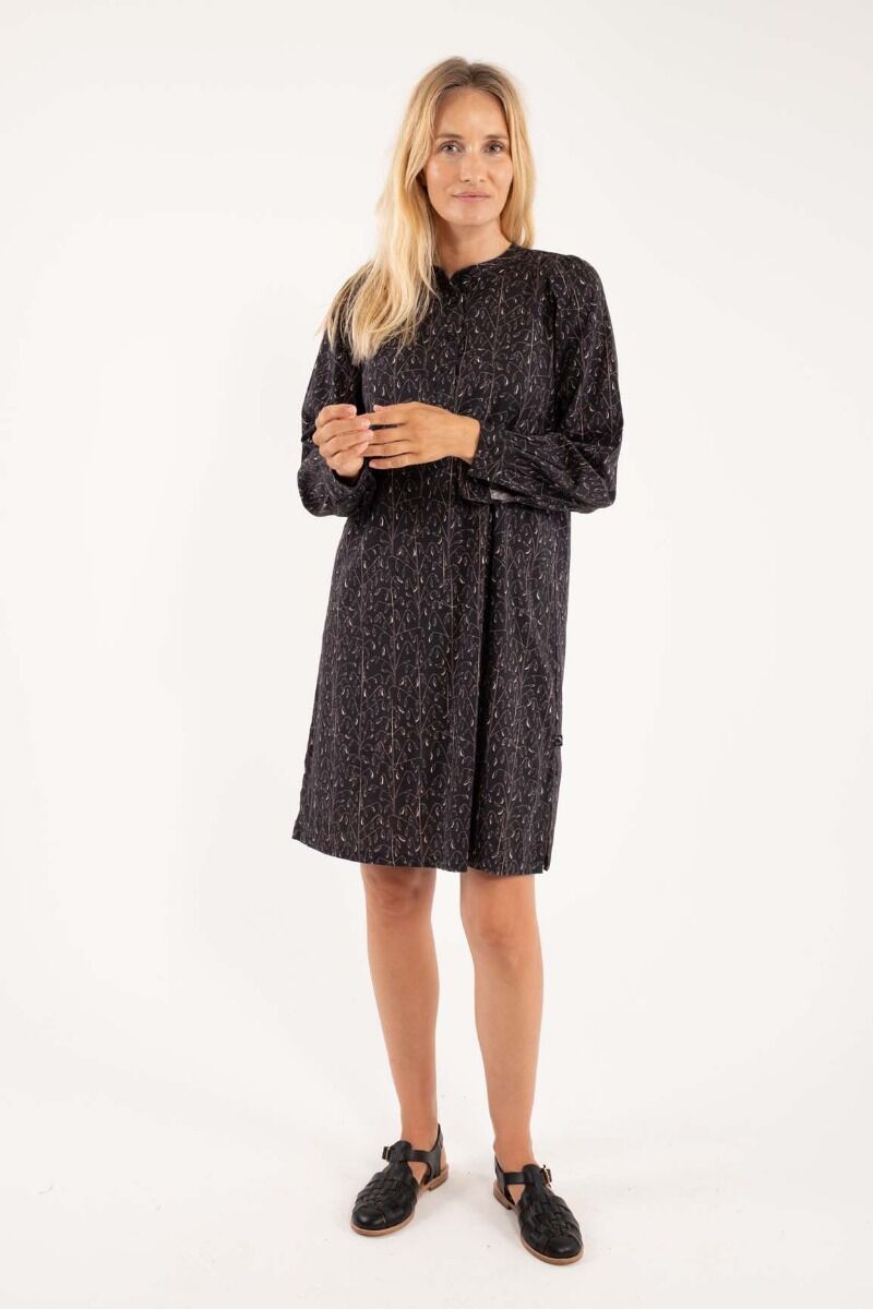 Danesocial Poplin Dress Black/Offwhite OATS