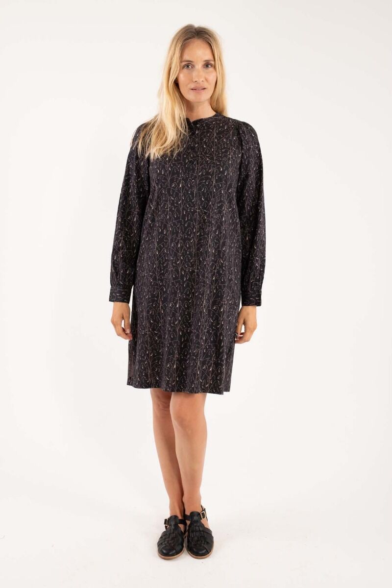 Danesocial Poplin Dress Black/Offwhite OATS