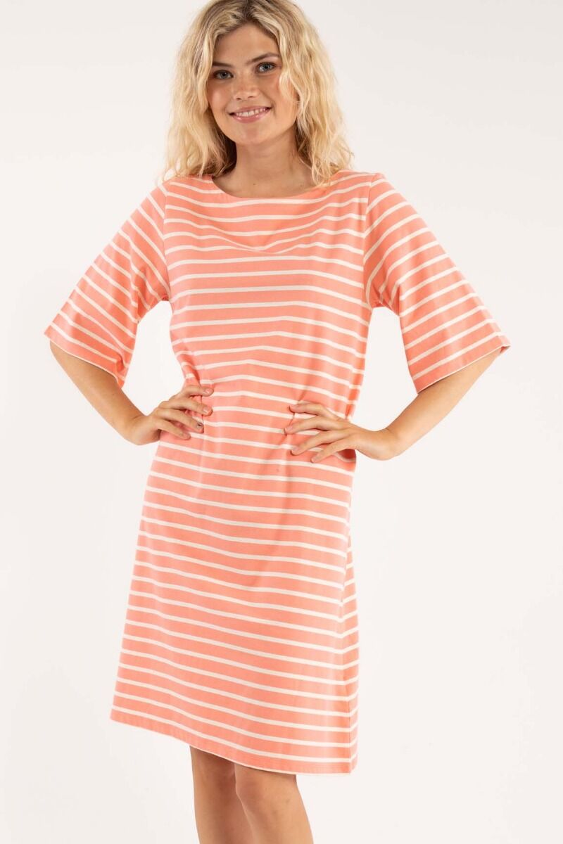 Danetrinidad Dress Bright Coral/Offwhite