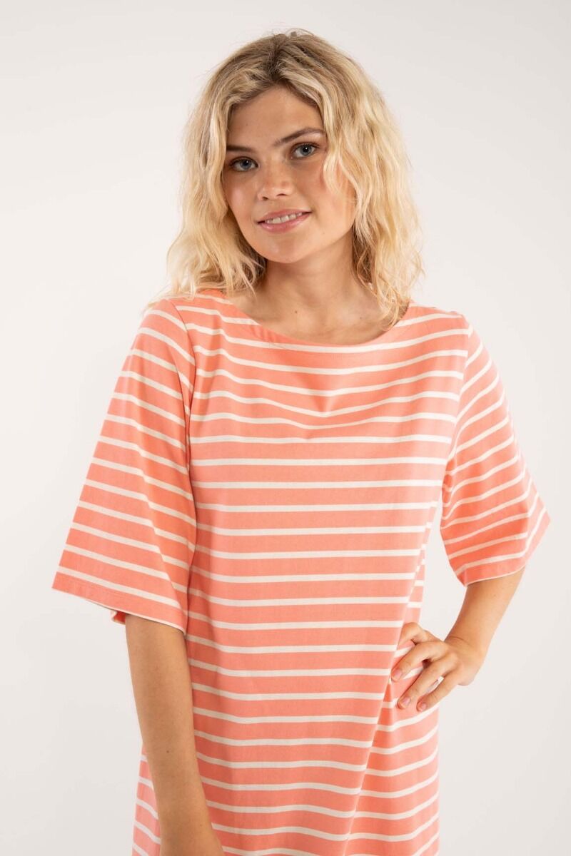 Danetrinidad Dress Bright Coral/Offwhite