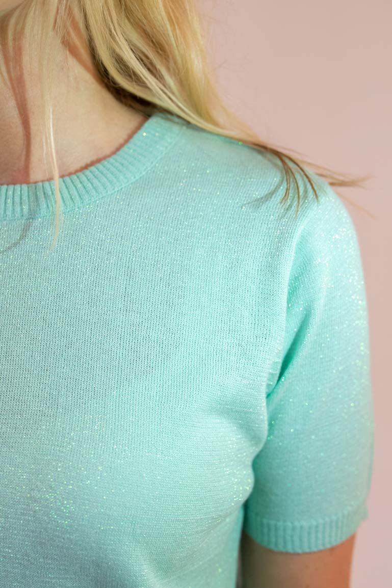 Danesilver Sweater Glitter Tee Fresh Mint w.Lurex