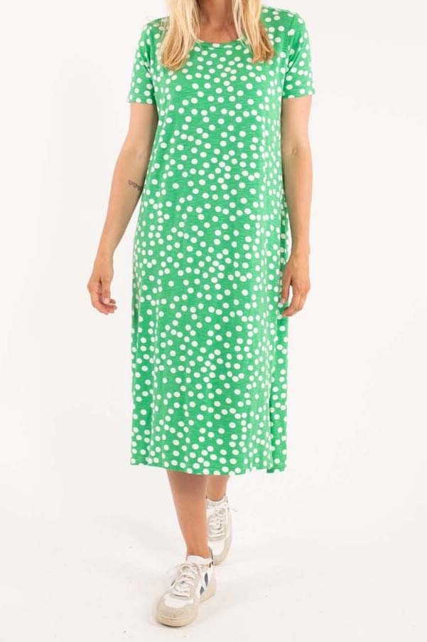 ORGANIC - Danecasilda dress Green/Off White FUNDOTS