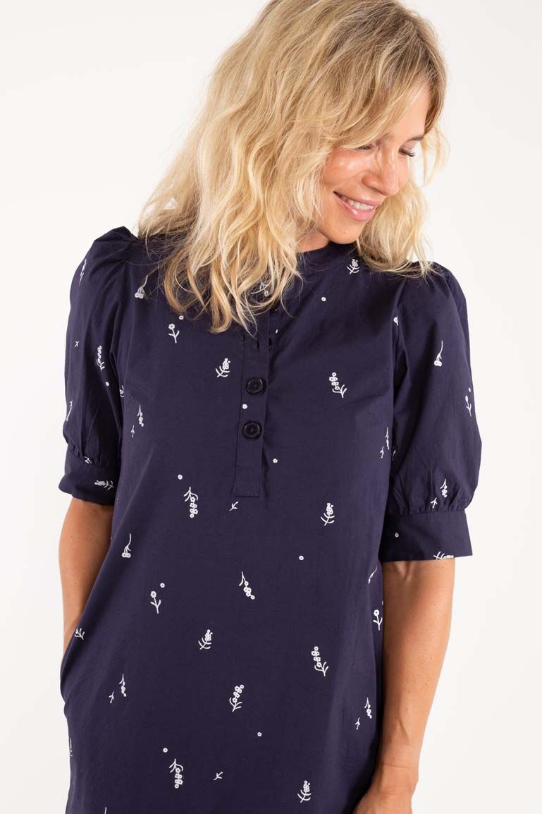 Danamaia Poplin Dress Navy/Offwhite MARKBLOMST