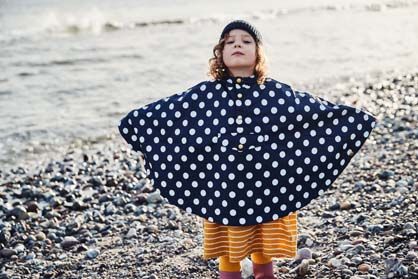Danela Poncho Navy/Offwhite DOTS
