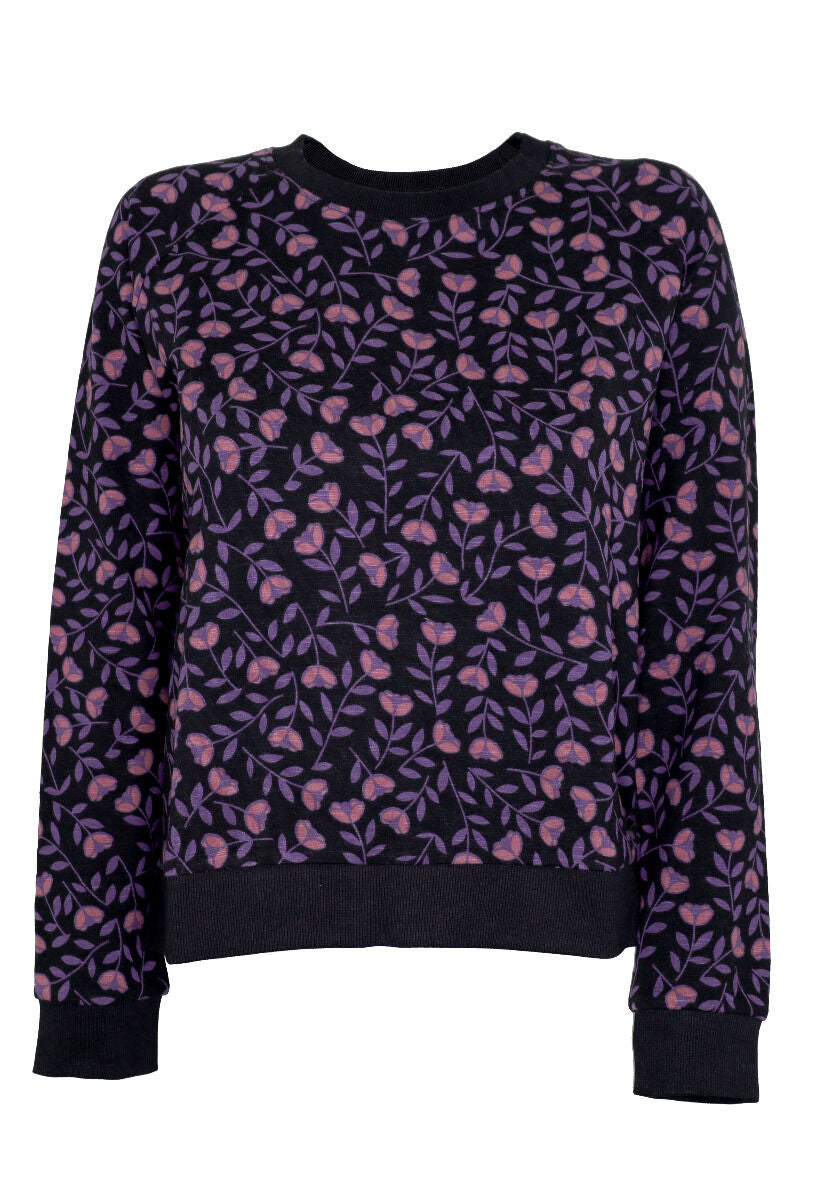 ORGANIC - Daneklausen Sweat Black Mauve/Grey Mauve FLEURIE