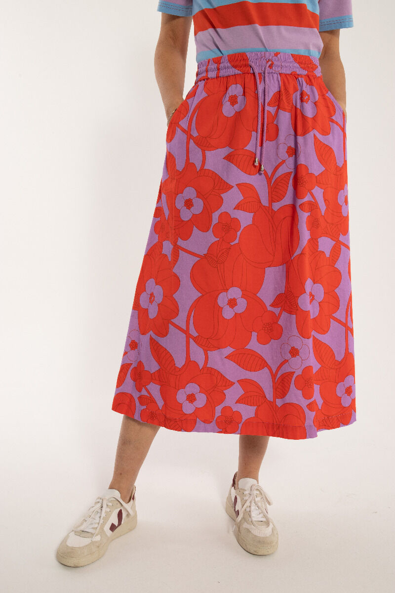 Danespresso Poplin Skirt Soft viola/Bright red BLOOM BOOM