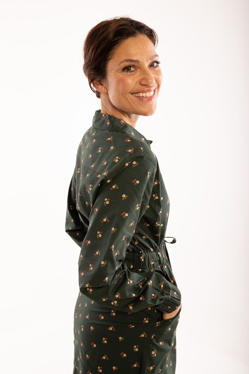 ORGANIC - Daneditte Dress Black green MINIFLOWER