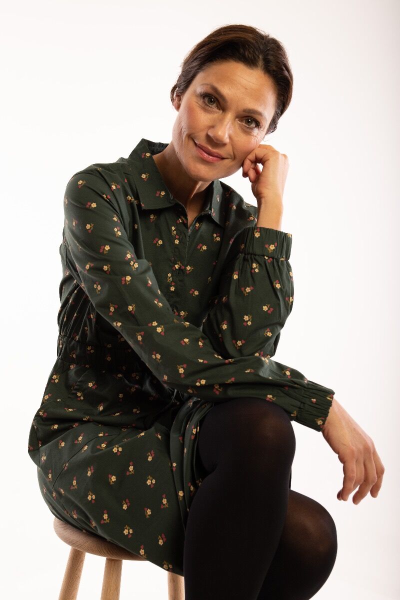 ORGANIC - Daneditte Dress Black green MINIFLOWER