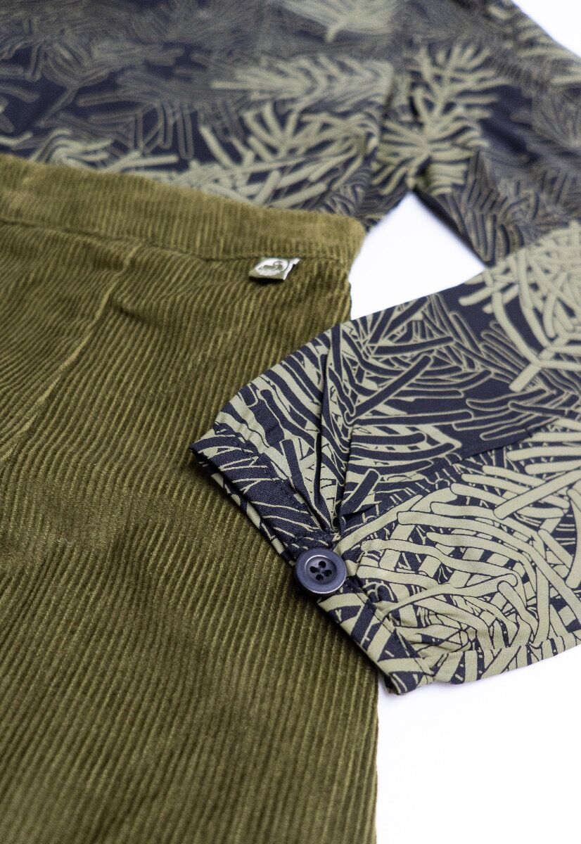ORGANIC - Bette Shirt Black/olive FINEPINE