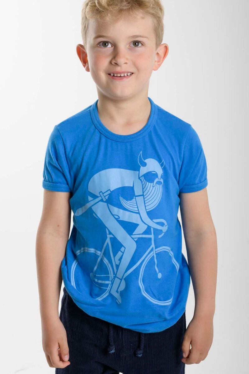 T-shirt til børn med viking på cykel