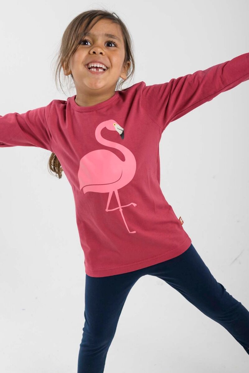 bluse med flamingo
