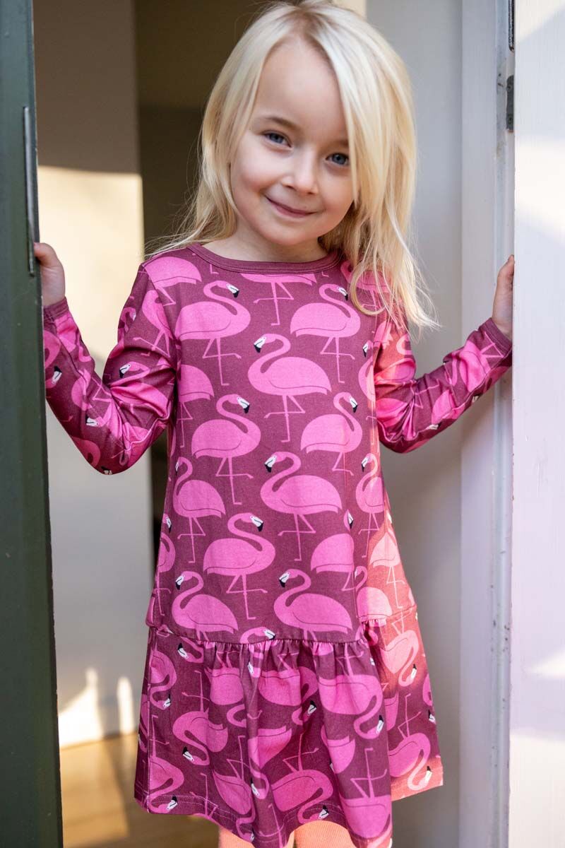 Kjole til børn med flamingo