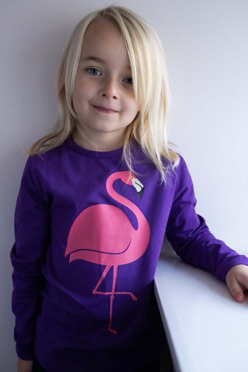 Bluse med Flamingo