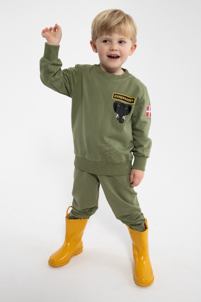 Sød dyrepasser sweatshirt til børn med print af elefant