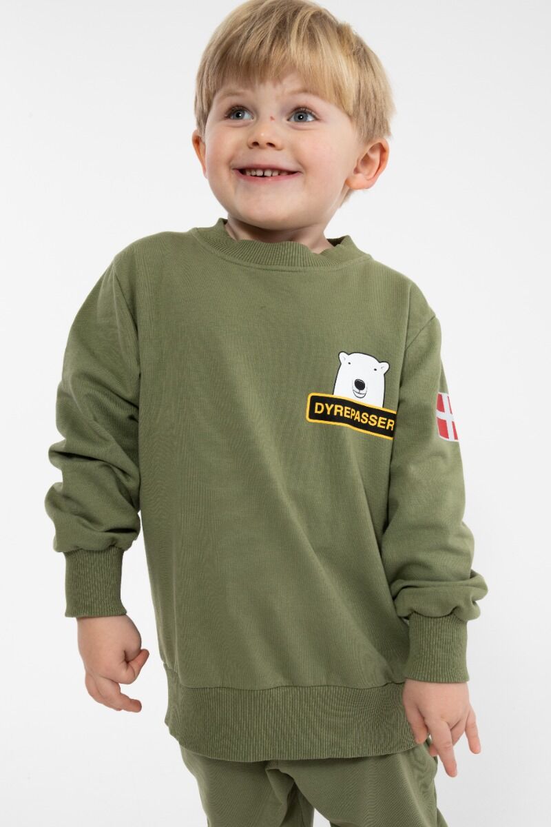 Sød dyrepasser sweatshirt til børn med print af isbjørn