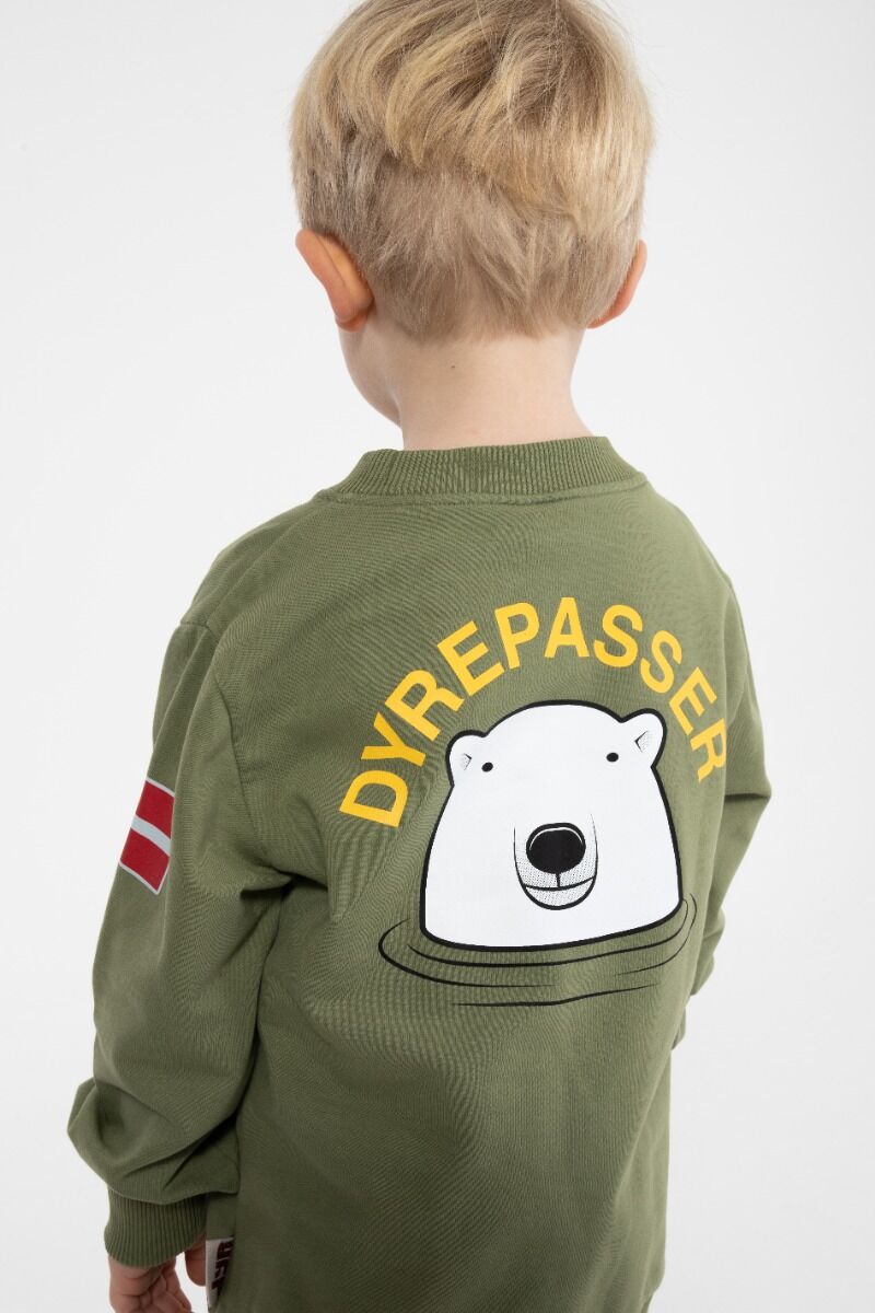 Sød dyrepasser sweatshirt til børn med print af isbjørn