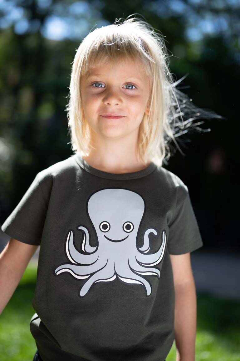 Børne T-shirt med blæksprutte