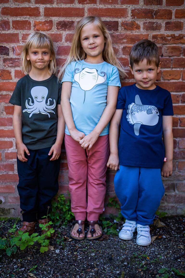 Børne T-shirt med blæksprutte