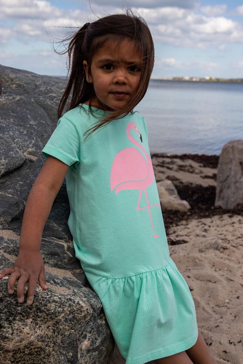 Kjole til børn med flamingo