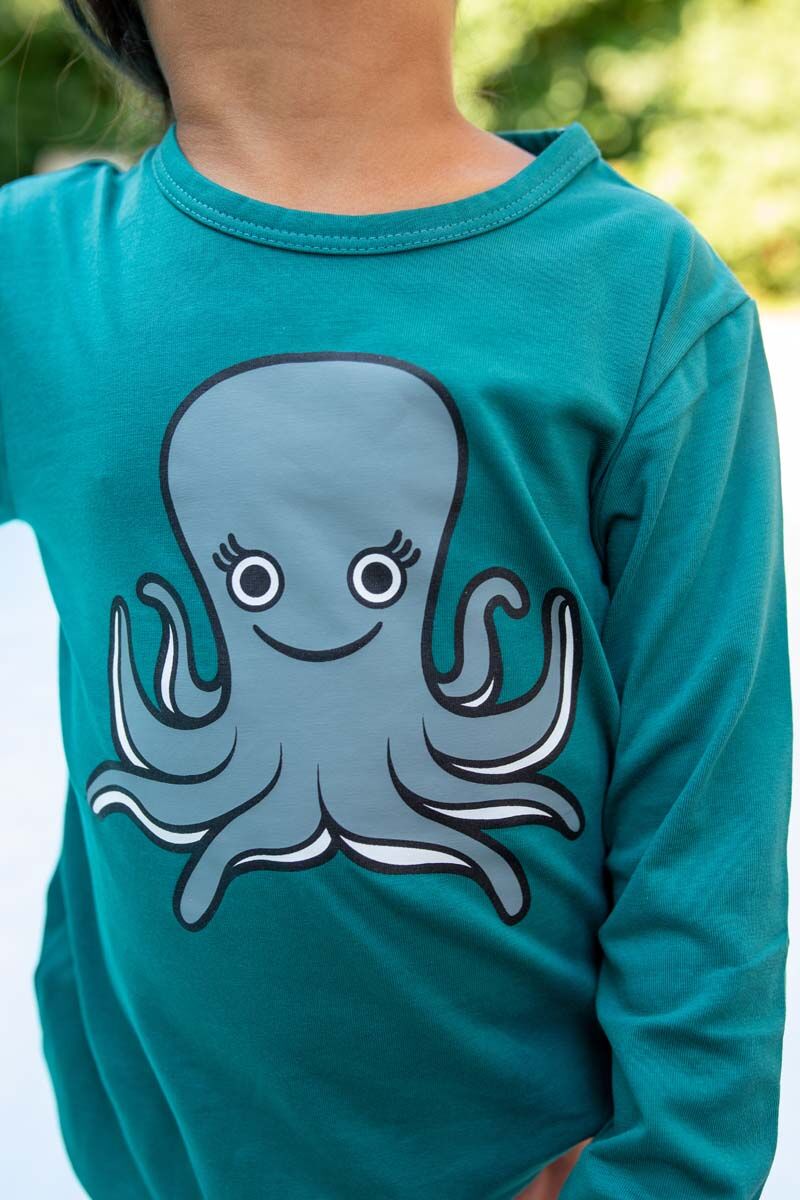 Bluse til børn med blæksprutte