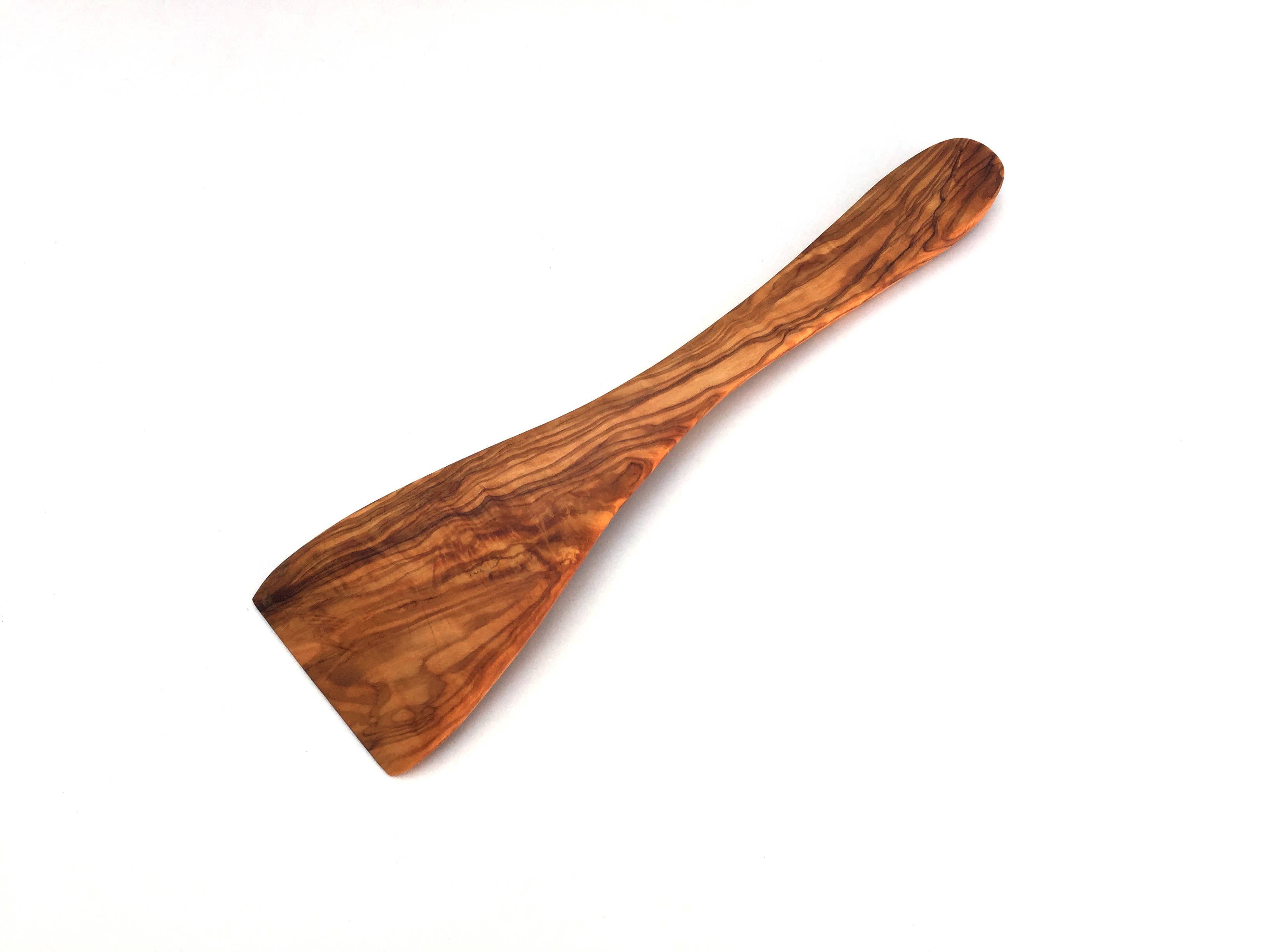 Medina Mood Olivenholz-Spachtel, gebogen, breiter Griff: 30 cm