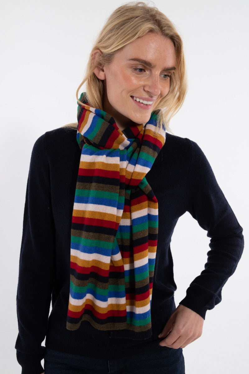 Danebundle-up Merino Scarf Royal Stripe