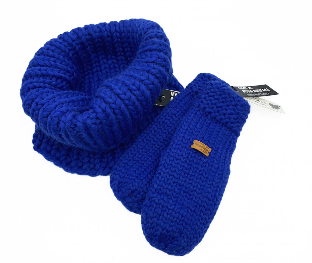 Håndstrikket Merinould Vanter Galaxy Blue